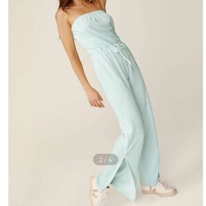 Beyond Yoga Tropez Terry Cloth tube top Jumpsuit in Tropical Waters Small $170
